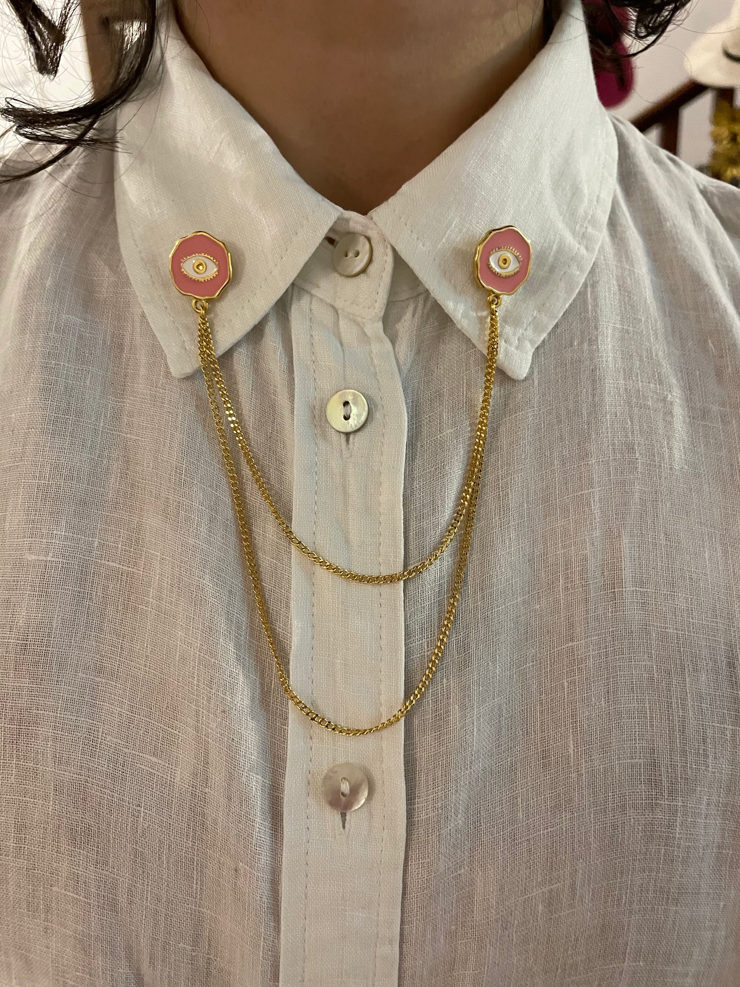 Collar Chain ojo rosa